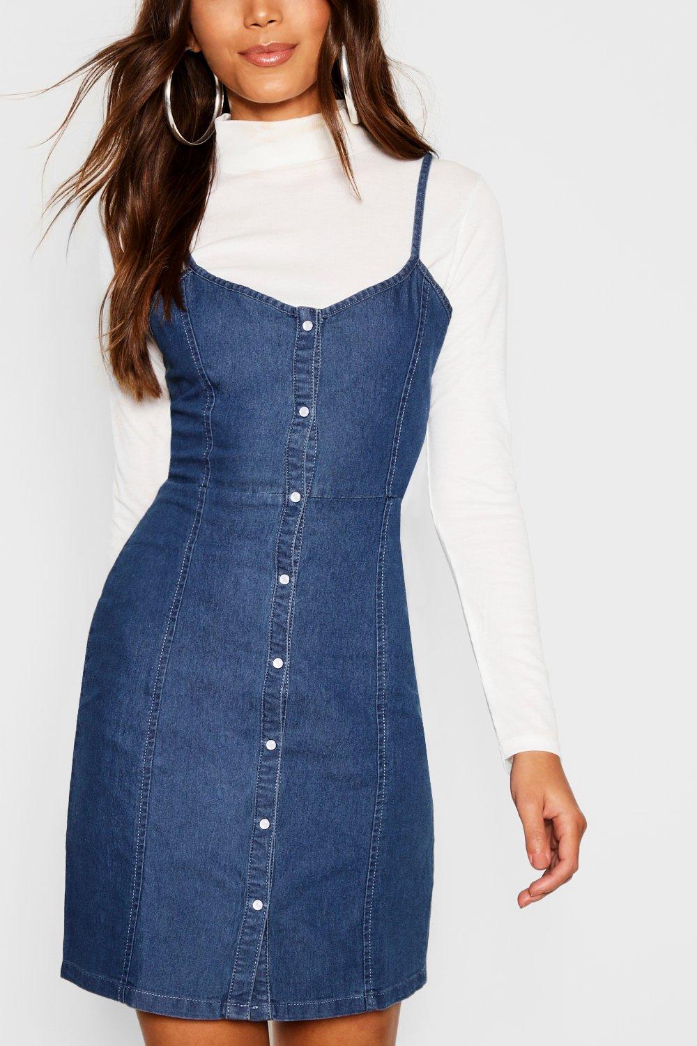 Denim popper outlet dress